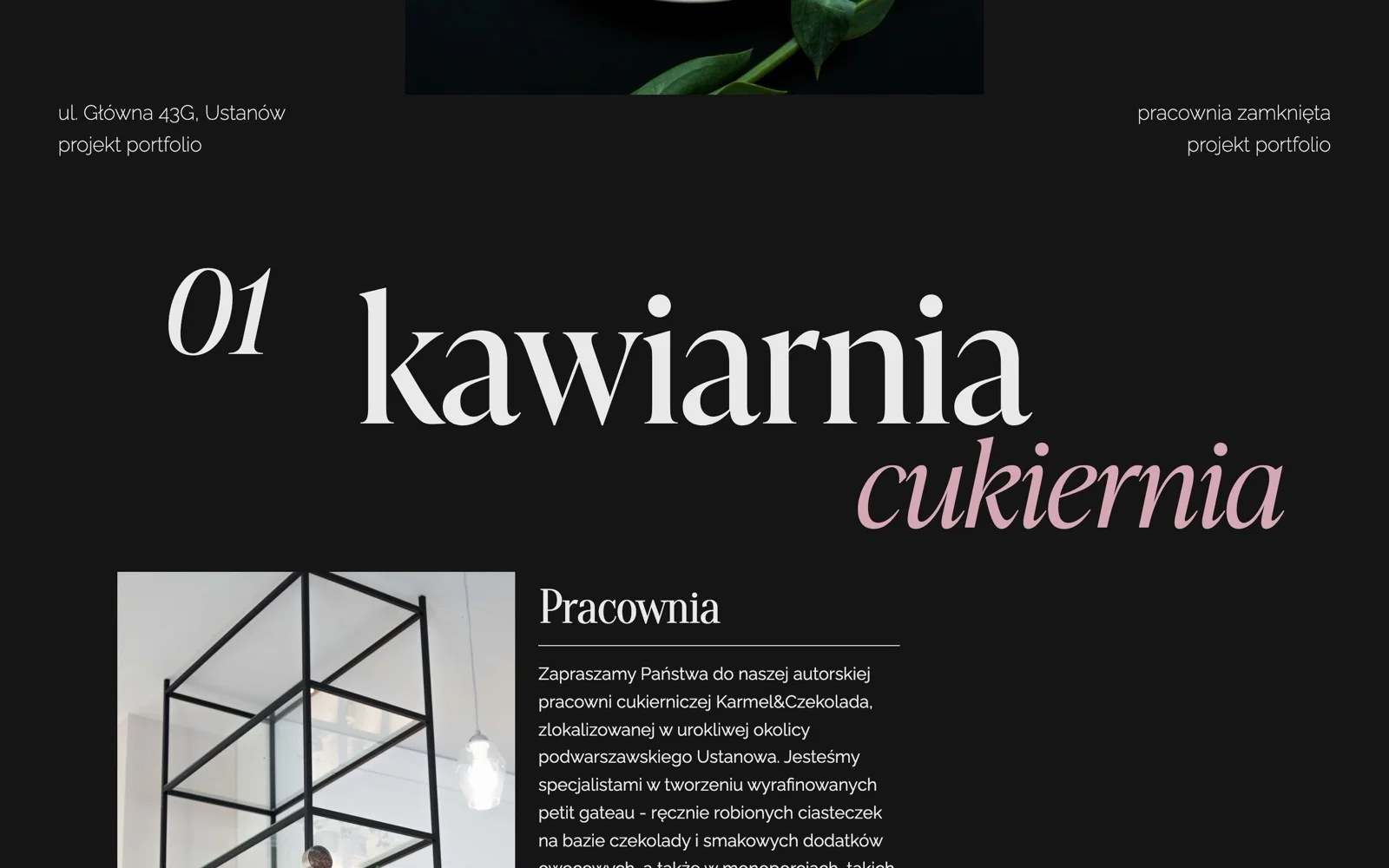 Karmel & Czekolada café section with editorial typography